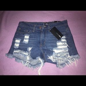 Ripped jean shorts
